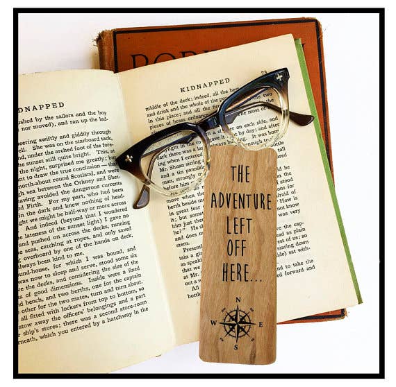 The Adventure left off here Wooden Bookmark