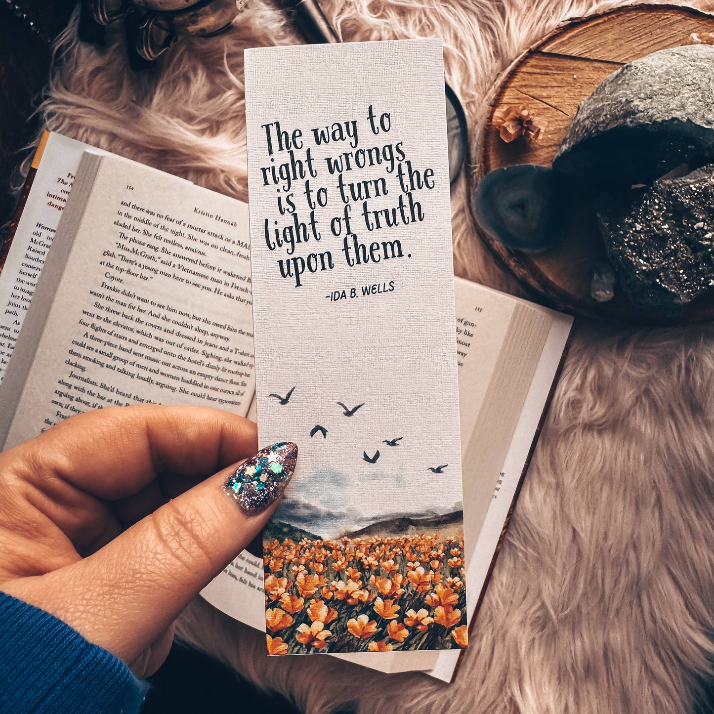 Ida B Wells Quote Floral Bookmark