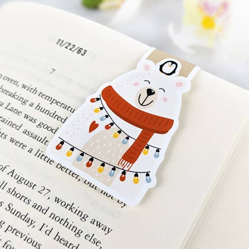 Magnetic Bookmark - Polar Bear bookmark - Christmas bookmark