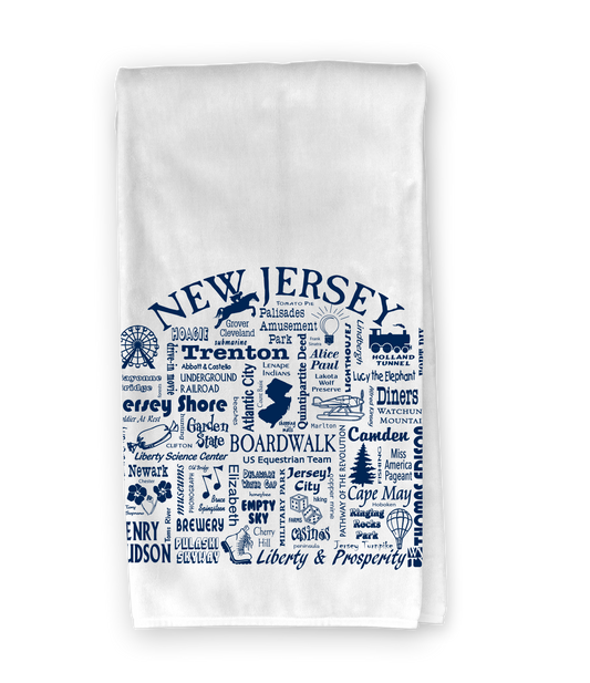 New Jersey Destination Kitchen Towel - Where Life Takes You: Navy