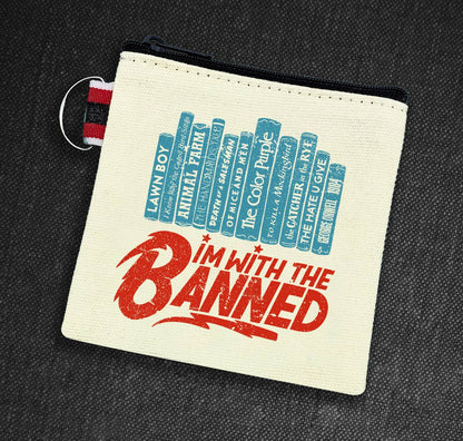 I'm with the Banned (Bowie Inspired) Book Canvas Pouch