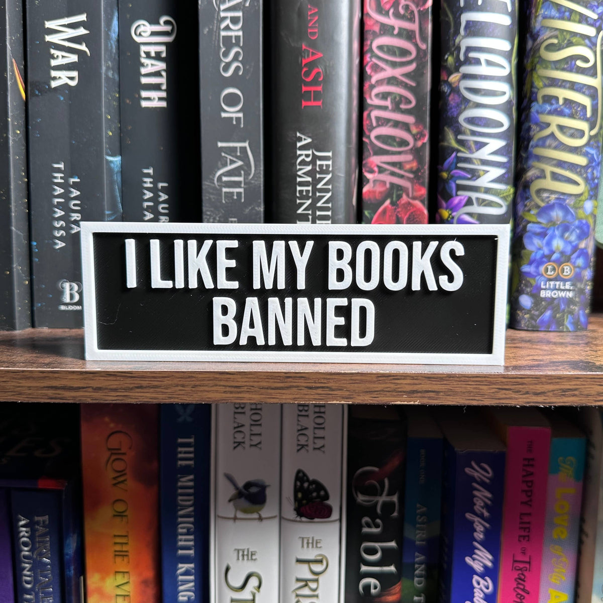 I Like My Books Banned Sign | Bookshelf Decor: Black