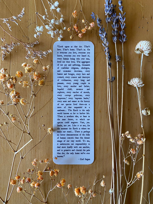Soft matte double-sided Carl Sagan pale blue dot bookmark