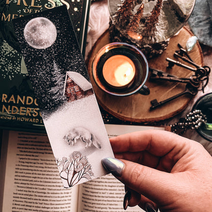 Watercolor Winter Scenes Bookmarks, Arctic Fox Bookmark