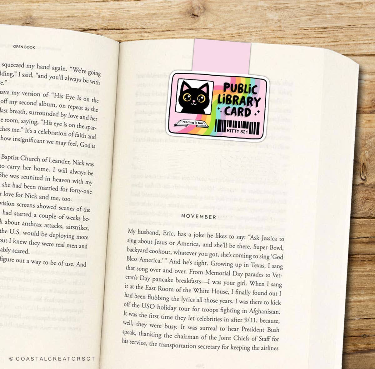 Cat Library Card Reversible Magnetic Bookmark