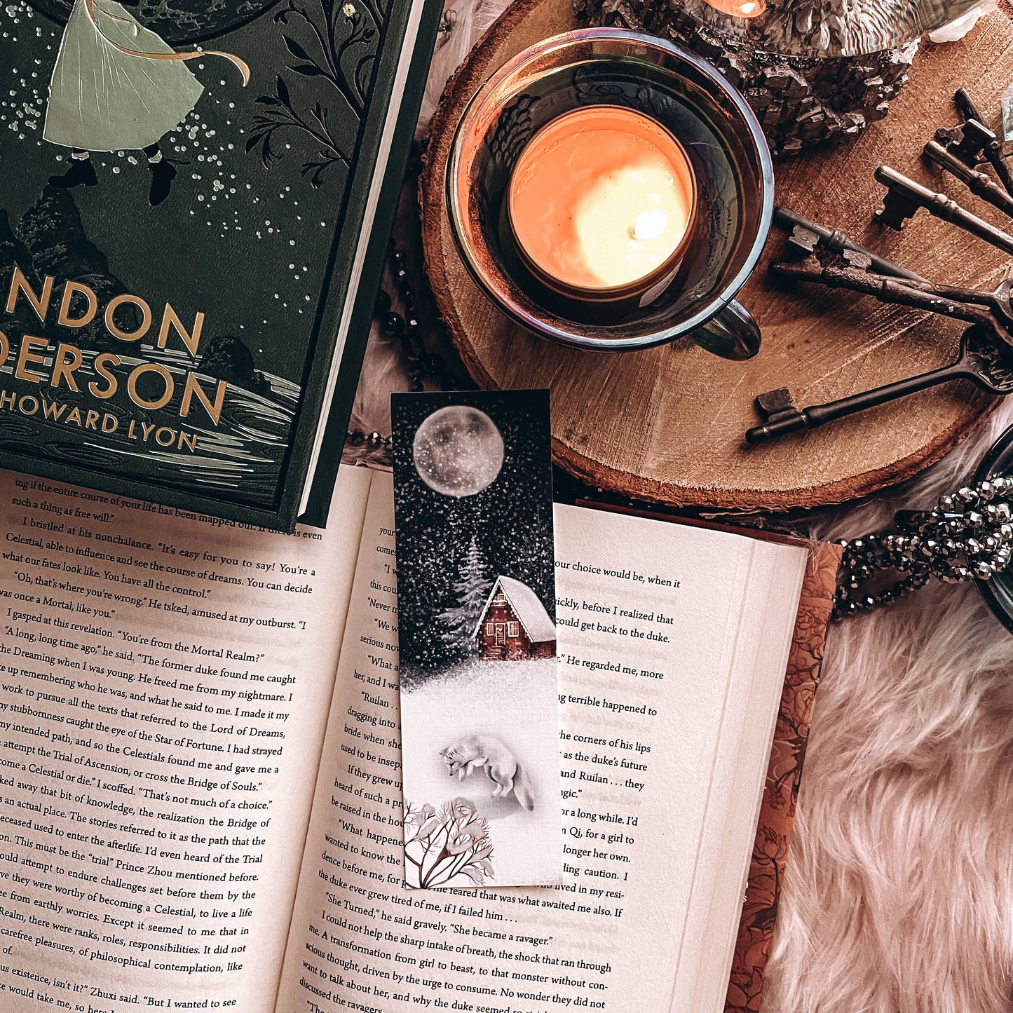 Watercolor Winter Scenes Bookmarks, Arctic Fox Bookmark