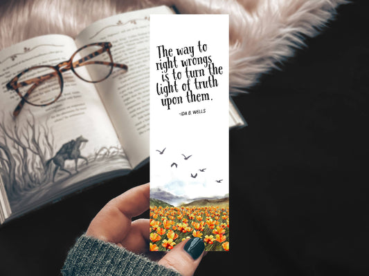 Ida B Wells Quote Floral Bookmark